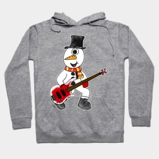 Christmas Bassist Snowman Playing Bass Guitar Xmas 2022 Hoodie